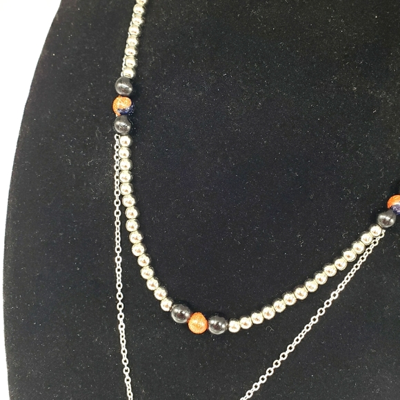 Silver Bread & Charm Necklace Handmade - Picture 3 of 3